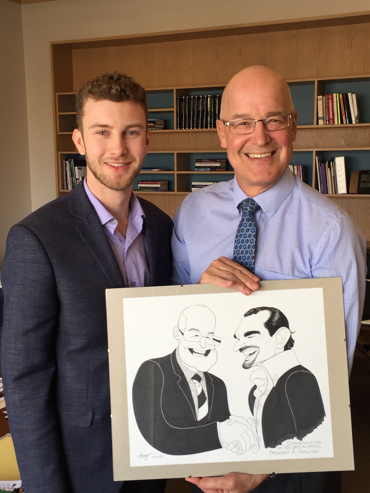 Aidan Terry '16 and NYU President Andrew Hamilton